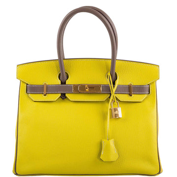 Hermès HSS Birkin 30 Lime and Etoupe Chevre Gold Hardware, 2013