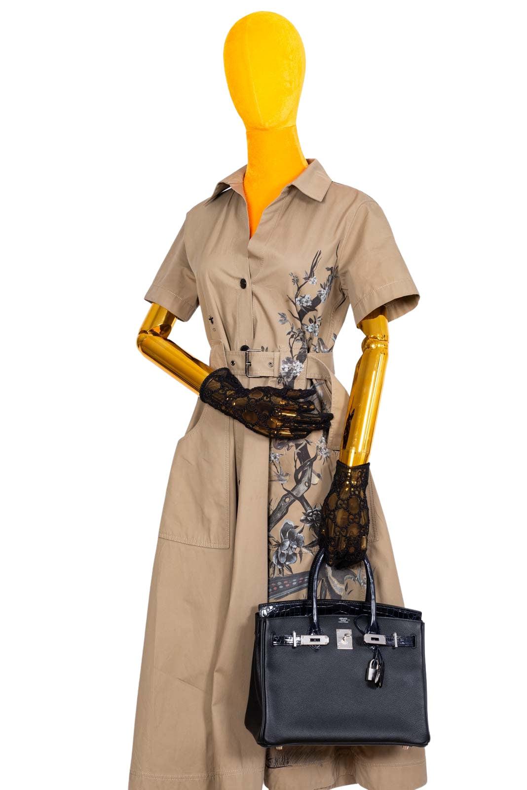 Hermès Touch Birkin 30 Shiny Bleu Marine Nilo Crocodile and Black Novillo Palladium Hardware