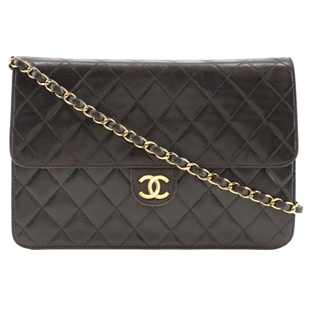 CHANEL Shoulder Bag lambskin black Matrasse ChainShoulder Women Used