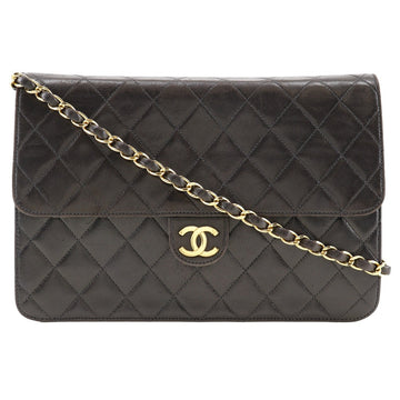 CHANEL Shoulder Bag lambskin black Matrasse ChainShoulder Women Used