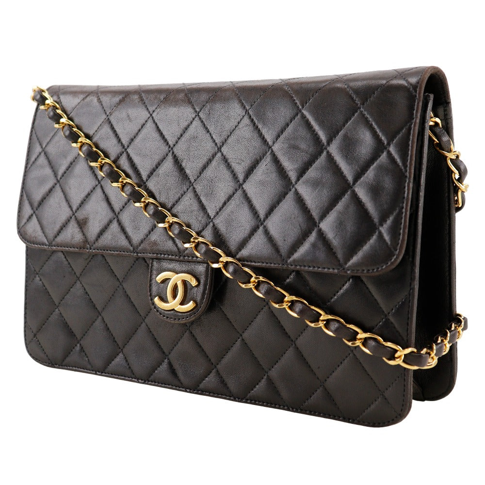 CHANEL Shoulder Bag lambskin black Matrasse ChainShoulder Women Used