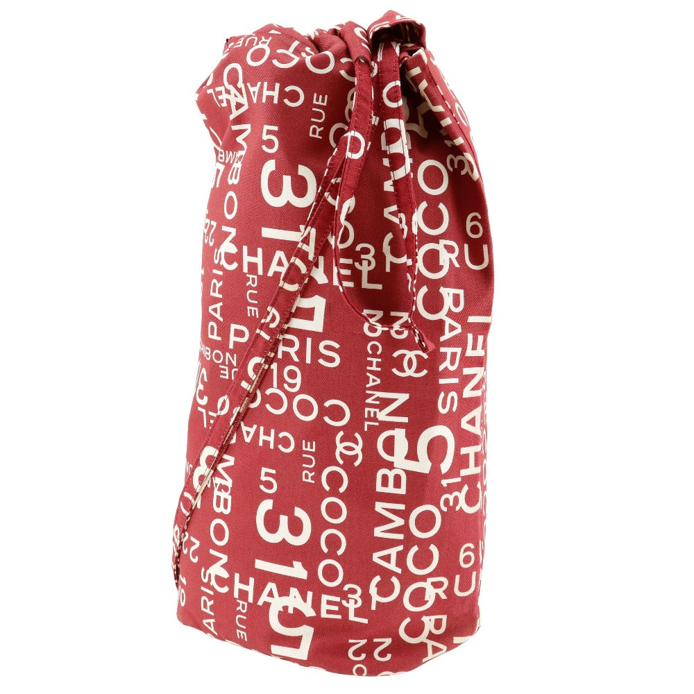 CHANEL Shoulder Bag canvas Red Bi-C Line Drawstring bag Women Used