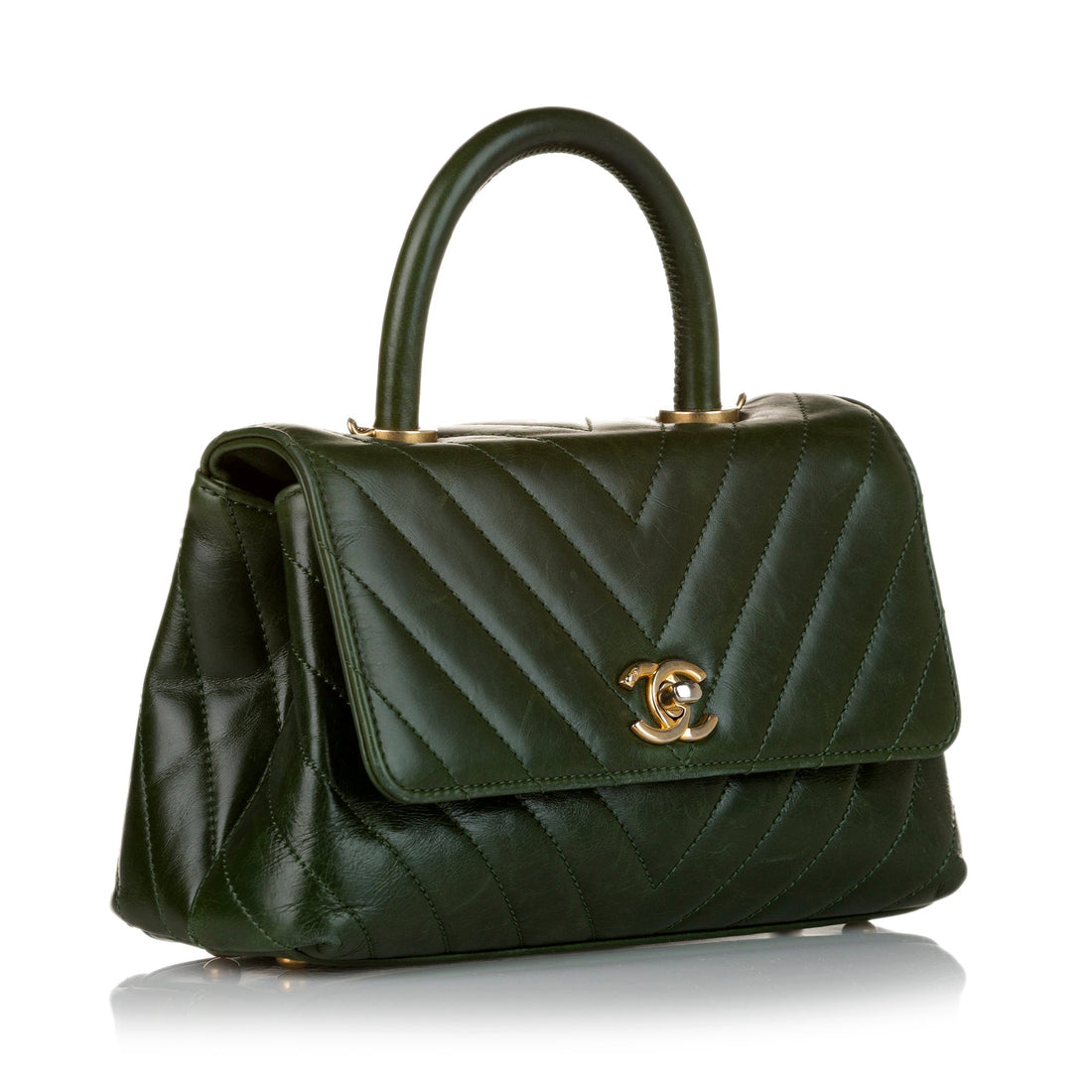 Chanel Small Top Handle Chevron Bag