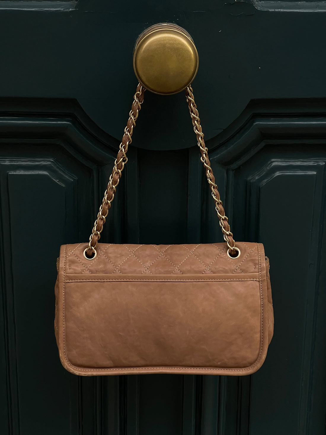 Chanel - sac fermoir mademoiselle cuir beige