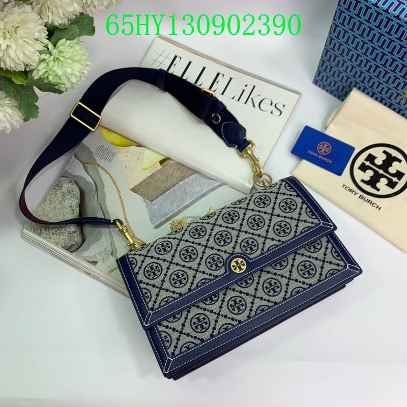 Tory Burch Fleming Small Leather Tote  Elegant Women's Bag with Logo Detail (Blue)