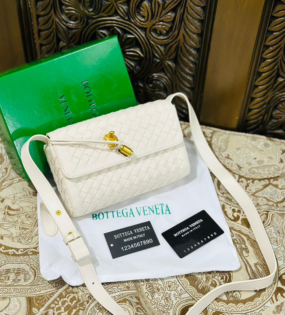 Bottega Veneta Woven Andiamo Crossbody Bag  Premium Quality (White)