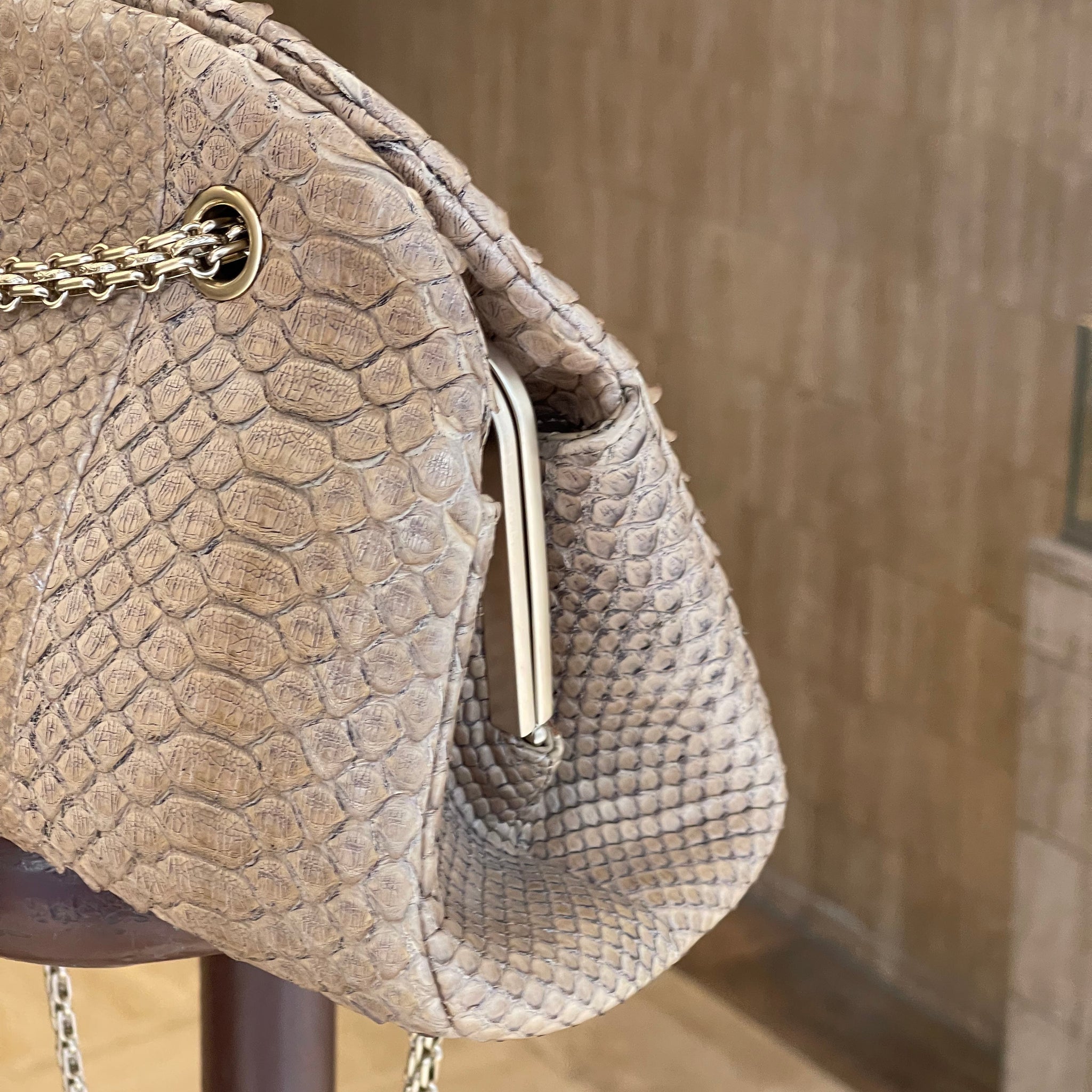 Chanel - sac mademoiselle python beige
