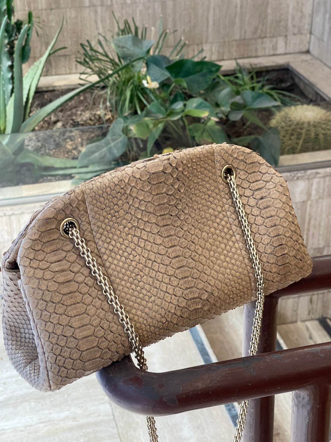 Chanel - sac mademoiselle python beige