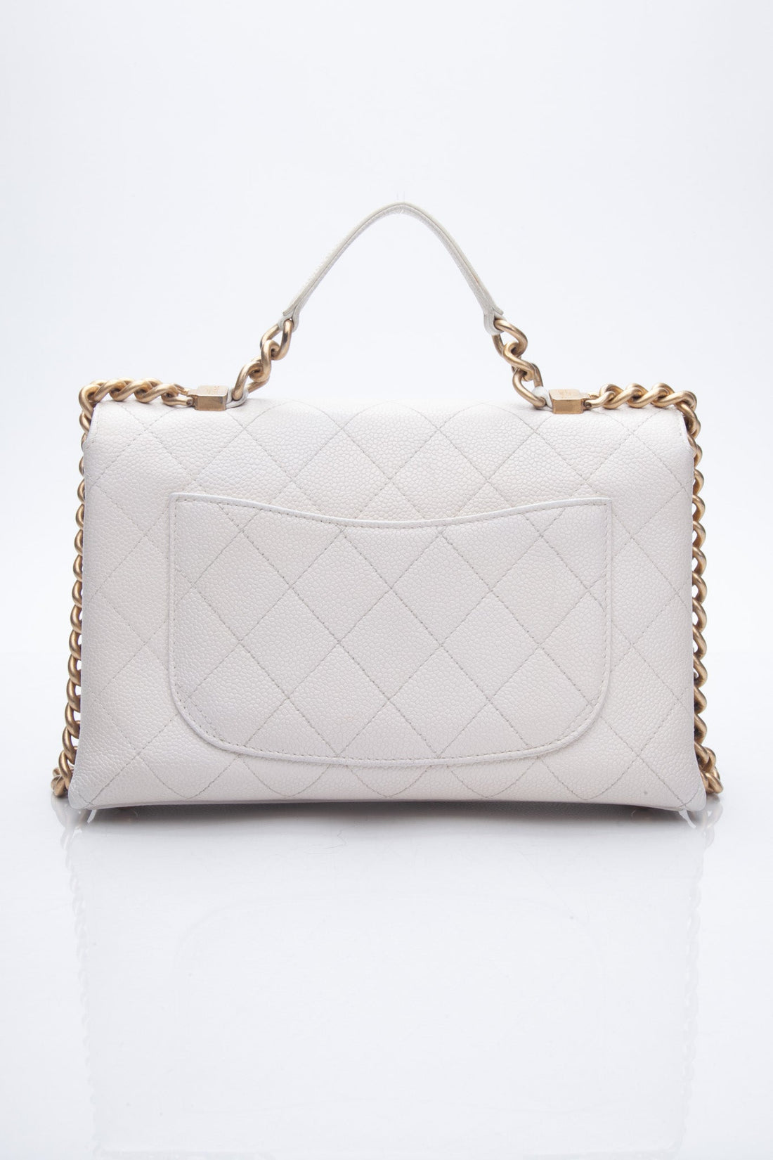 Chanel White Grained Calfskin Small Stitched Flap Crossbody Bag