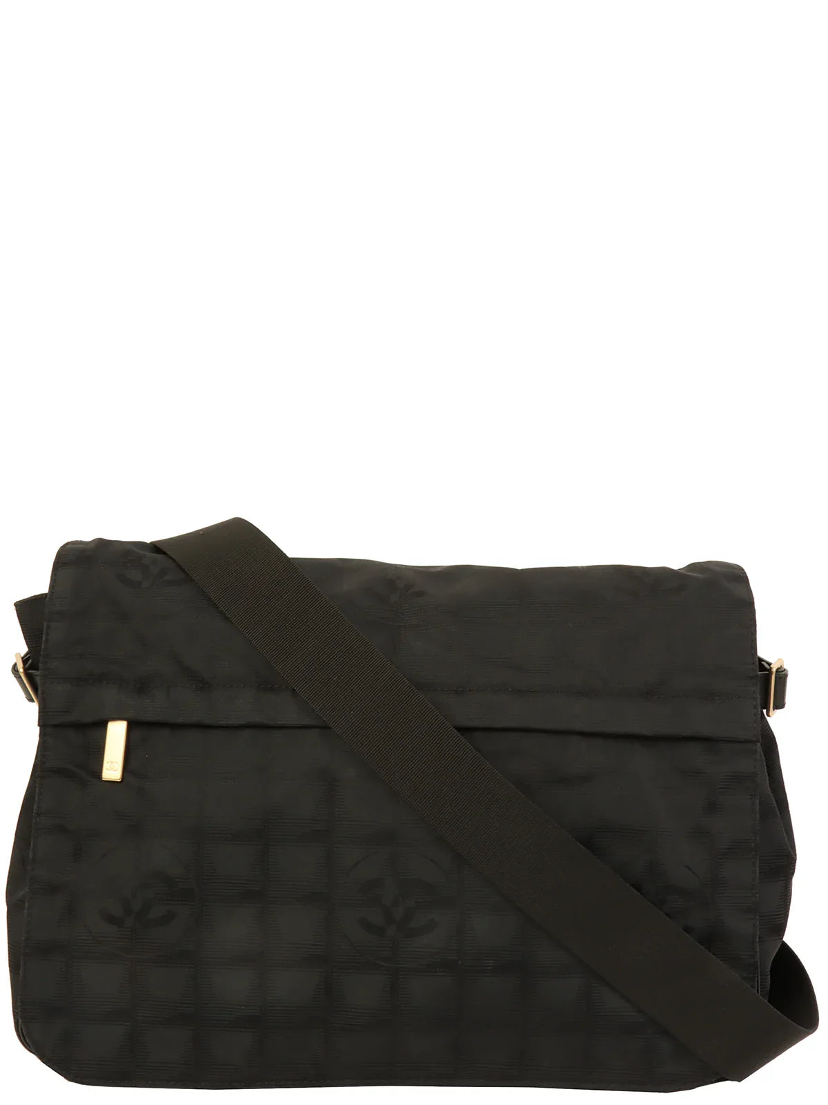 CHANEL Around 2005 Made New Travel Nylon Shoulder Bag Black