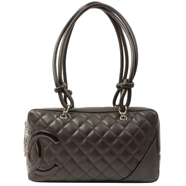 Chanel Around 2007 Made Cambon Boston Bag Dark Brown
