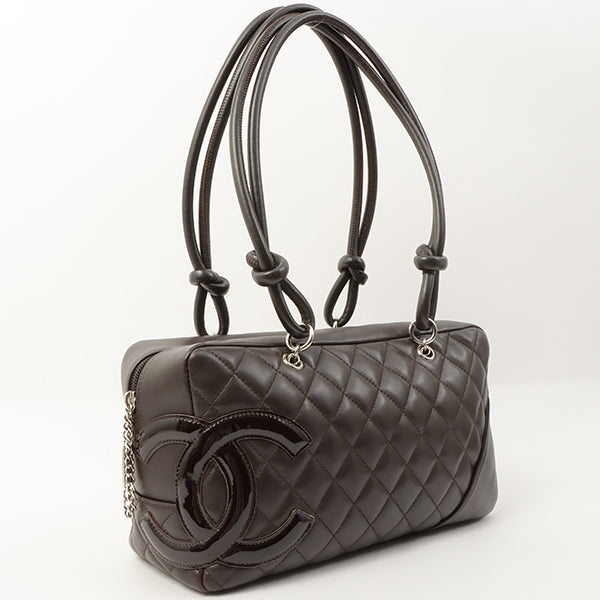 Chanel Around 2007 Made Cambon Boston Bag Dark Brown