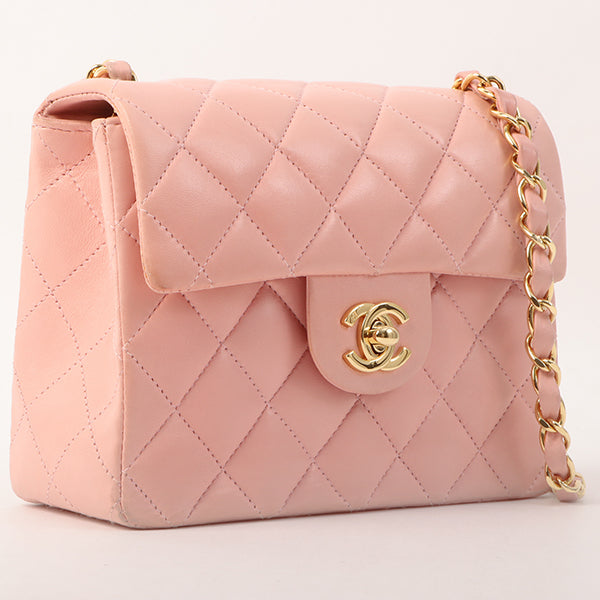 Chanel Around 2003 Made Classic Flap Chain Bag Mini Pink