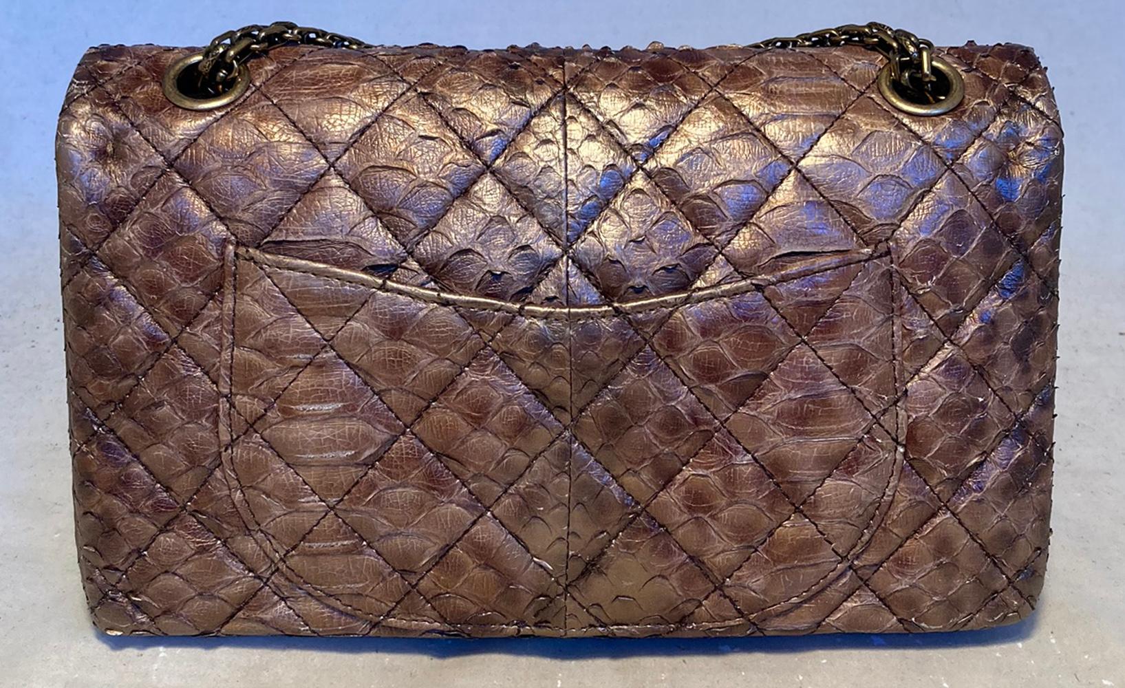 CHANEL RARE Metallic Copper Python 2.55 Double Flap Classic