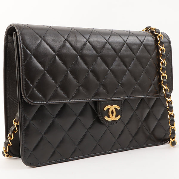 Chanel Around 1997 Made Cc Mark Plate Chain Bag Black