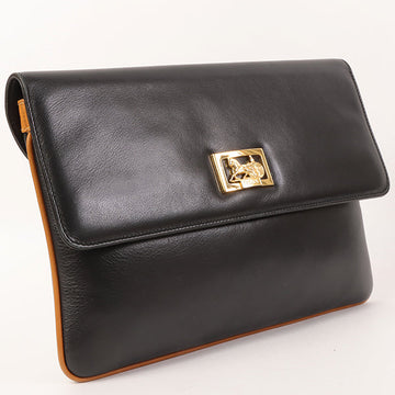 Celine Horse Carriage Plate Clutch Bag Black