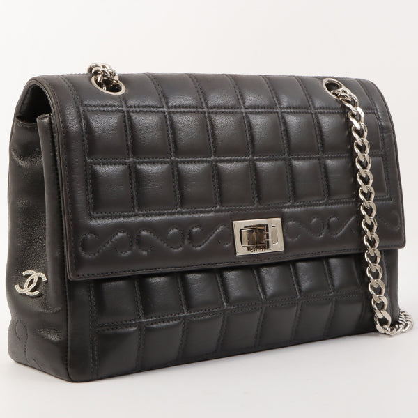 Chanel Around 2001 Made 2.55 Design Stitch Side Cc Mark Chain Bag Black