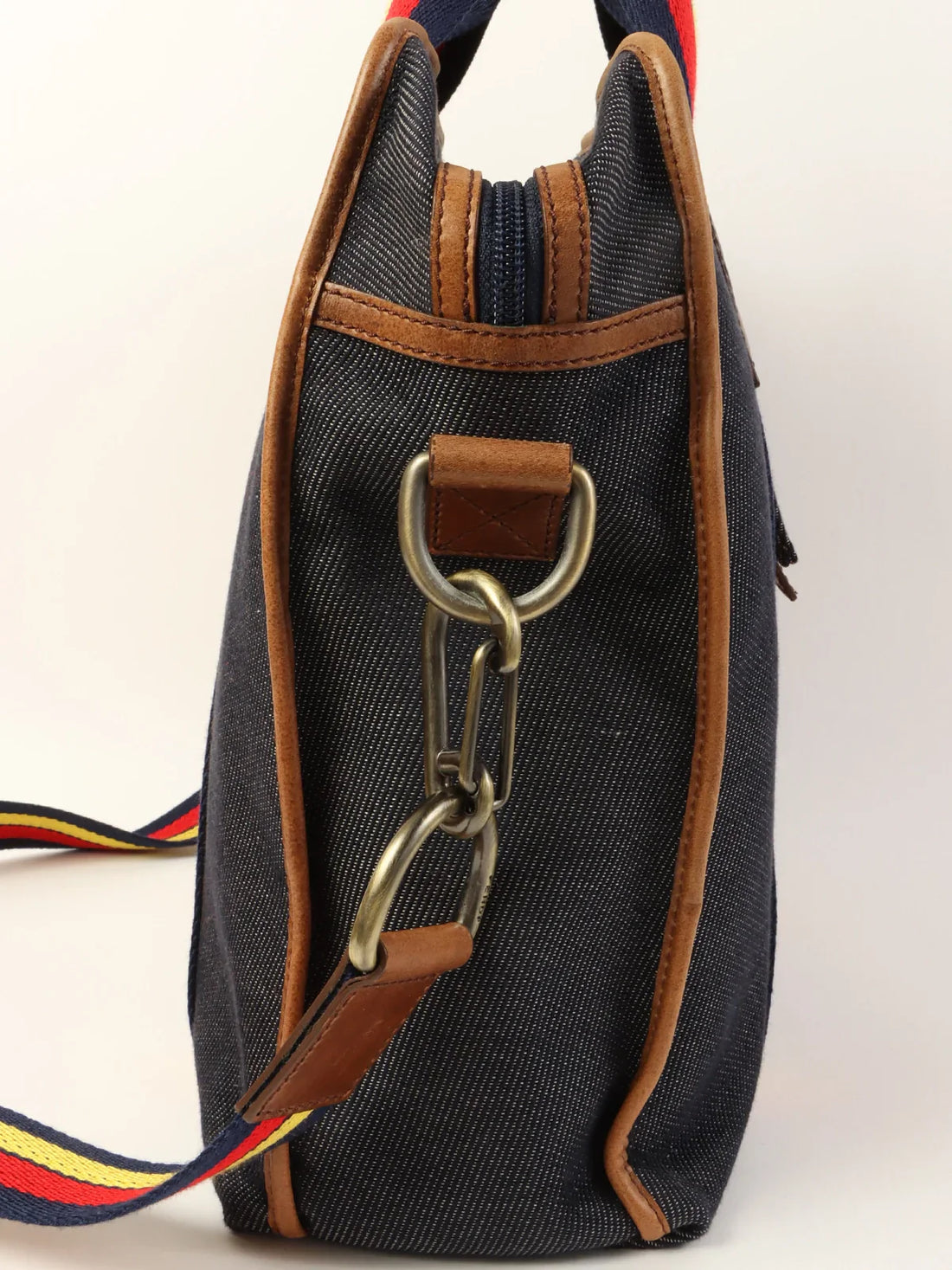 FENDI Denim Ff Logo Stitch 2Way Bag Indigo/Brown/Multi