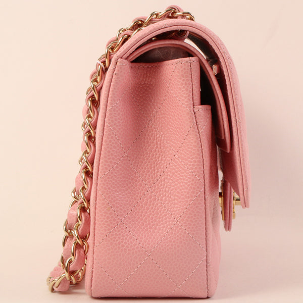 CHANEL Around 2004 Made Caviar Skin Classic Flap Chain Bag 25Cm Pink