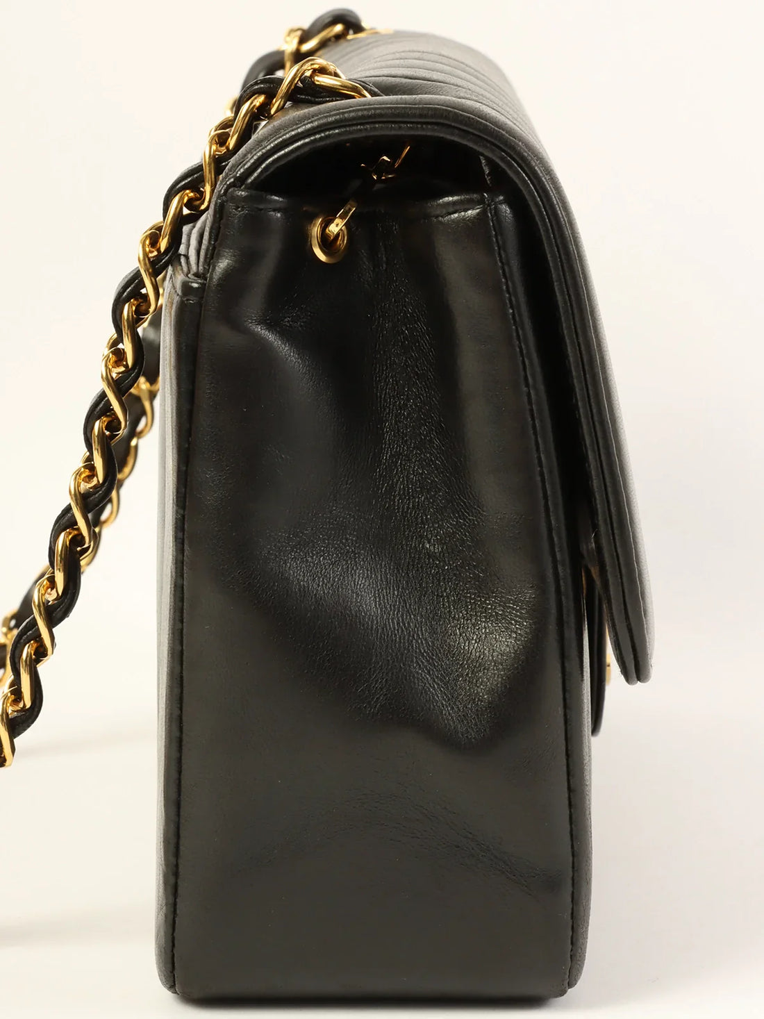 CHANEL Around 1992 Made Mademoiselle Stitch Turn-Lock Chain Bag Black