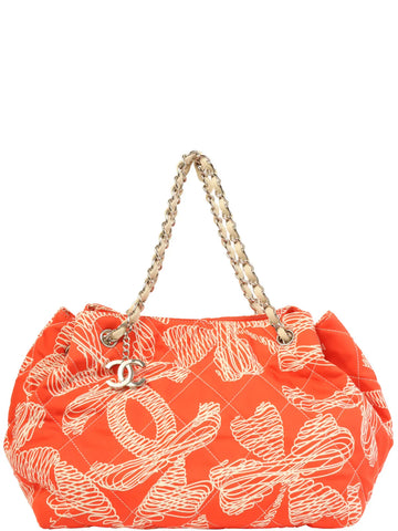 CHANEL Around 2008 Made Cc Mark Charm Multi Motif Shoulder Bag Red