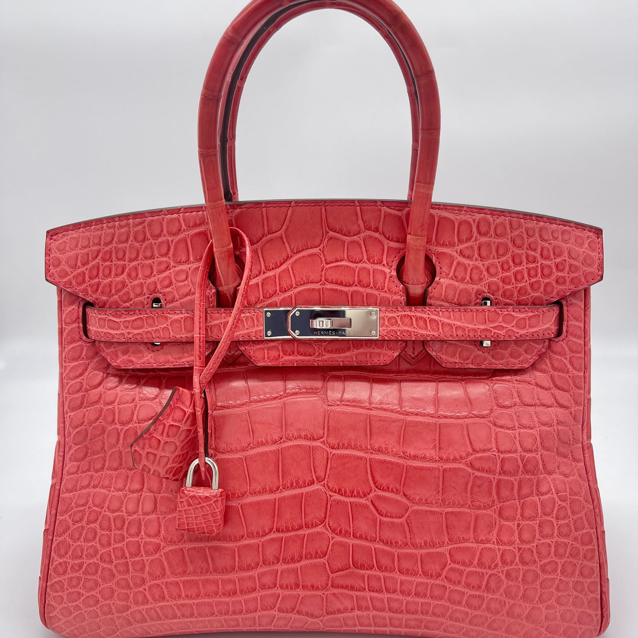 Hermes Birkin 30 Alligator Matte Bougainvillier Palladium Hardware