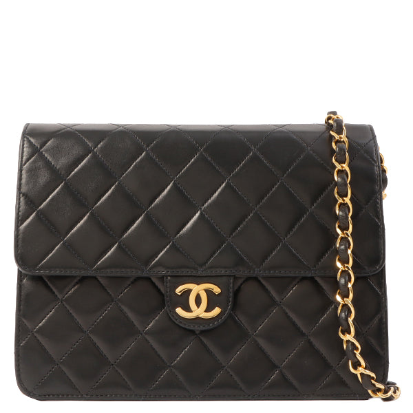 Chanel Around 1997 Made Cc Mark Plate Chain Bag Black