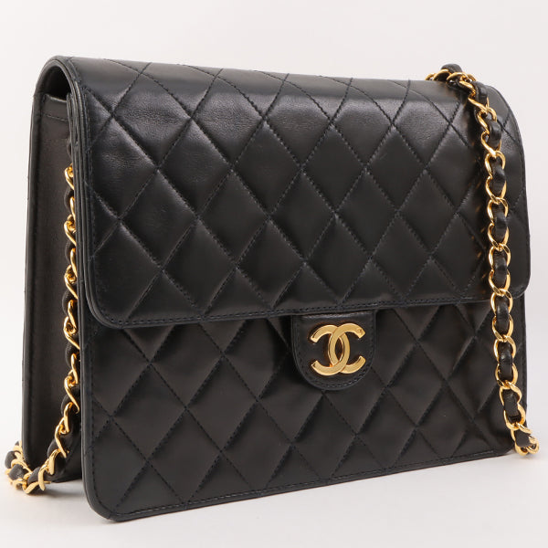 Chanel Around 1997 Made Cc Mark Plate Chain Bag Black