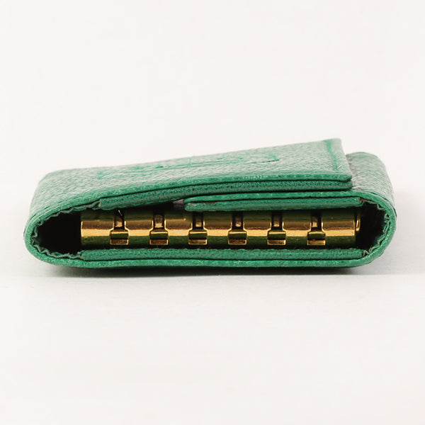 CHANEL Around 1997 Made Caviar Skin Cc Mark Stitch Key Case Green
