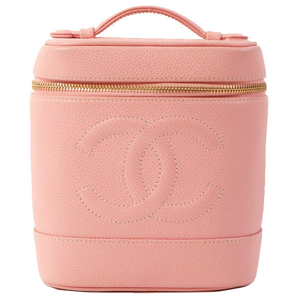Chanel Around 2003 Caviar Skin Cc Mark Stitch Vanity Pink