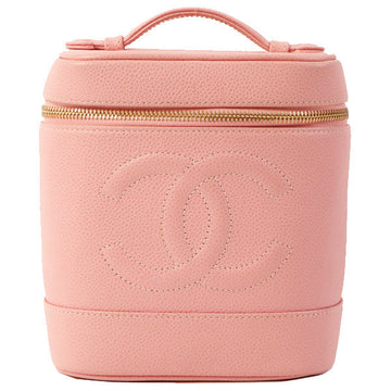 Chanel Around 2003 Caviar Skin Cc Mark Stitch Vanity Pink