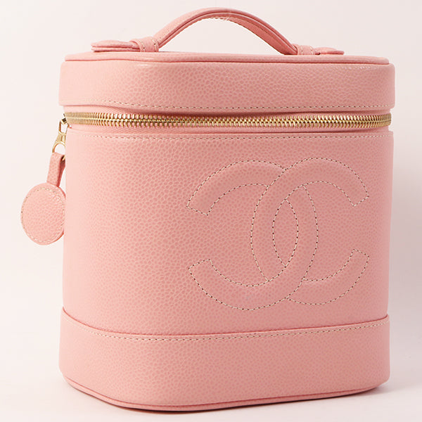 Chanel Around 2003 Caviar Skin Cc Mark Stitch Vanity Pink