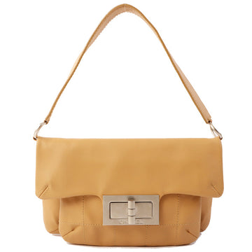 Chanel Around 2003 Made Soft Calf Skin 2.55 Plate Shoulder Bag Beige