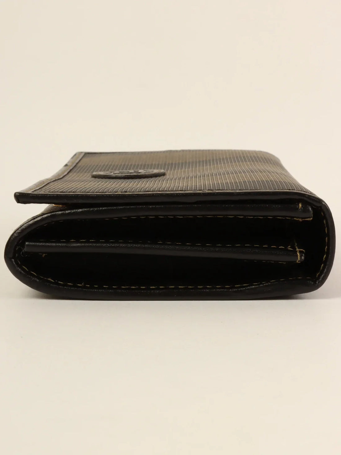 FENDI Striped Pattern Logo Embossed Long Wallet Black