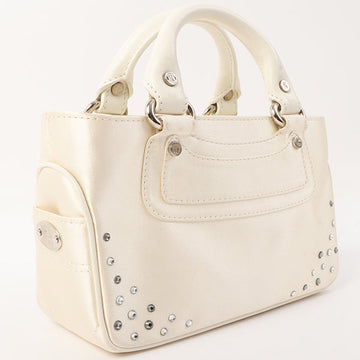 Celine Satin Rhinestone Mini Boogie White