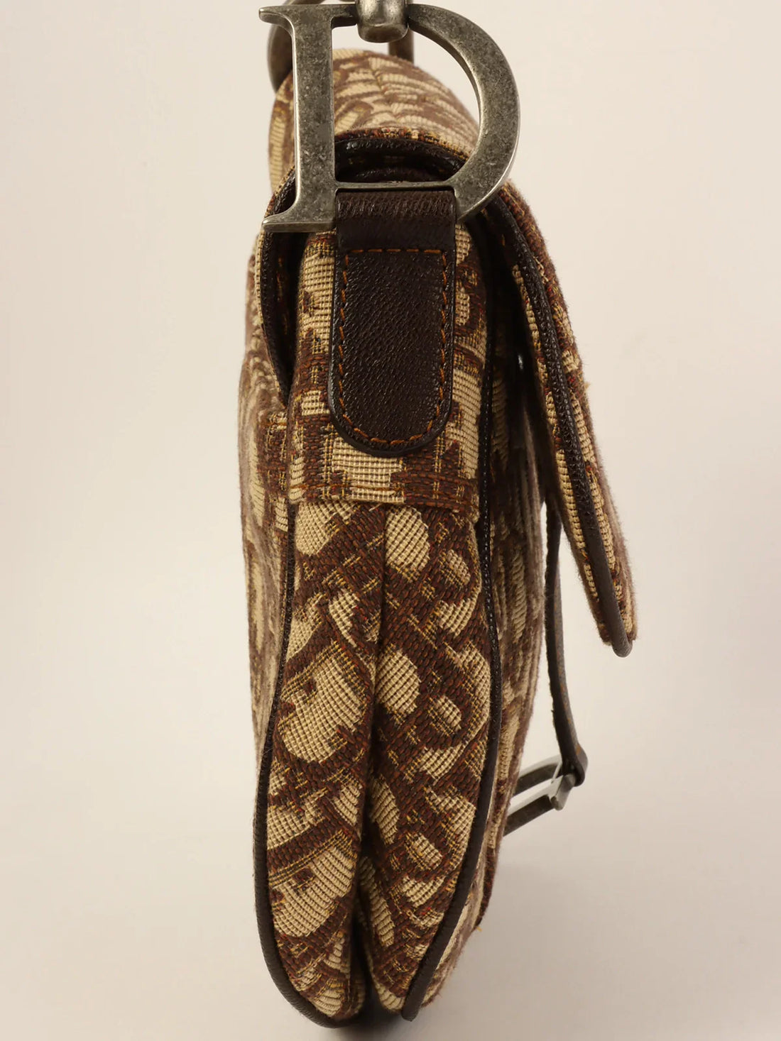 DIOR Trotter Pattern Saddle Bag Brown