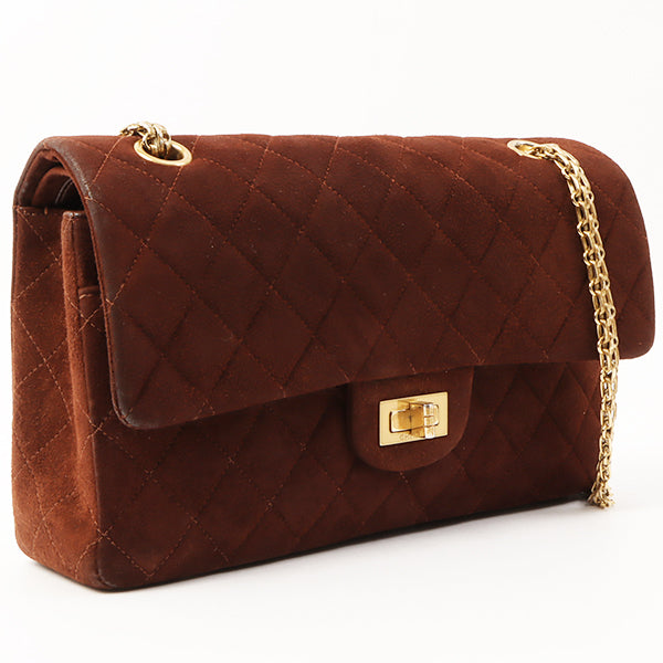 Chanel Around 1998 Made Suede 2.55 Classic Flap Chain Bag 25Cm Brown