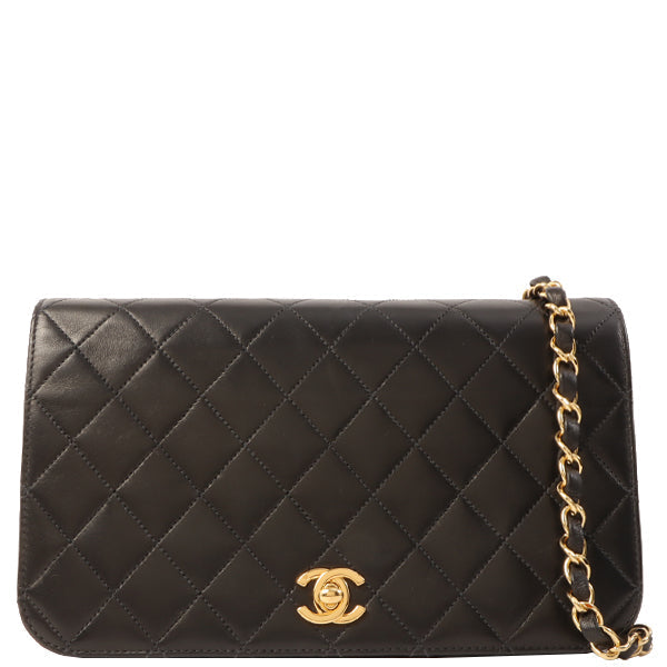 Chanel Around 2001 Made Full Flap Turn-Lock Chain Bag Black