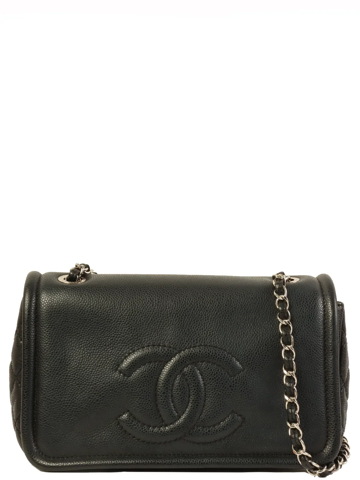 CHANEL Around 2009 Made Caviar Skin Cc Mark Stitch Chain Bag Black