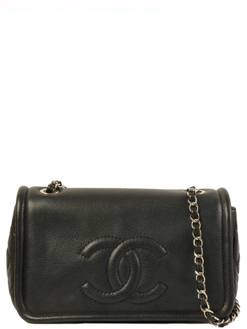 CHANEL Around 2009 Made Caviar Skin Cc Mark Stitch Chain Bag Black
