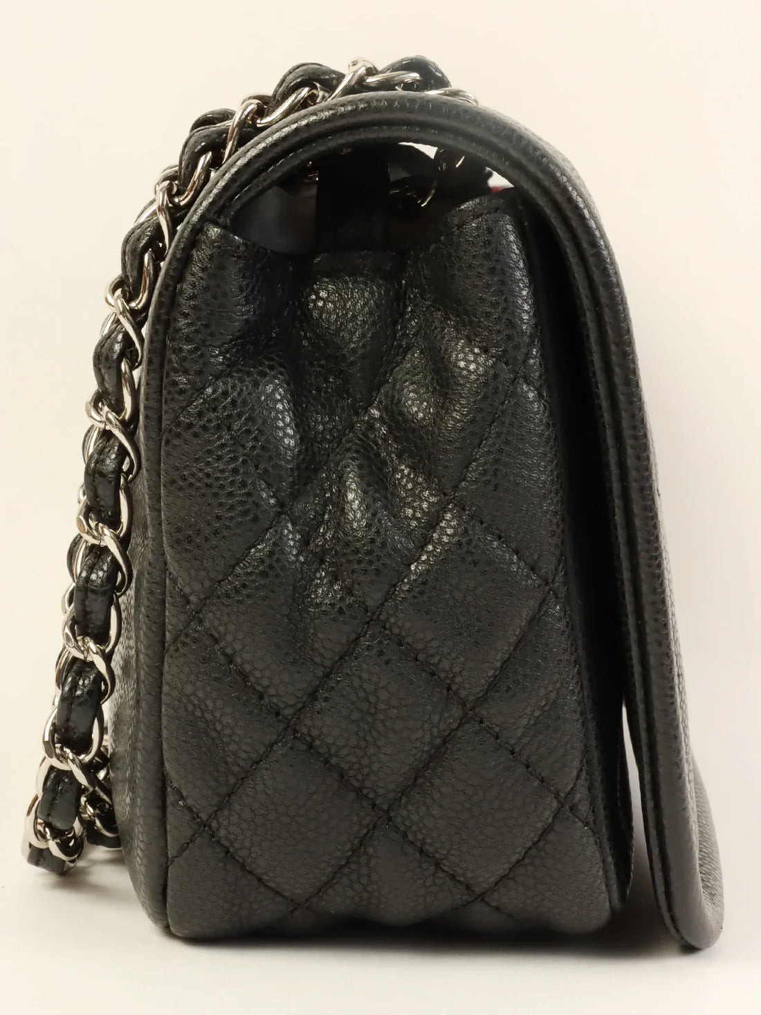 CHANEL Around 2009 Made Caviar Skin Cc Mark Stitch Chain Bag Black