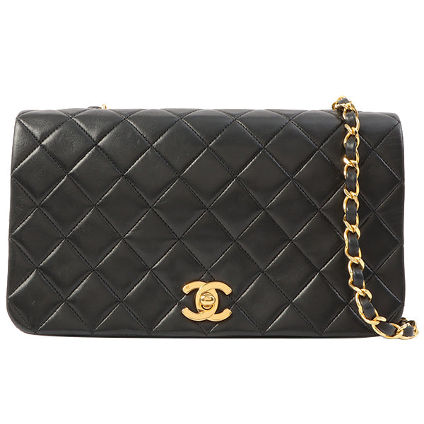 Chanel Around 1990 Made Full Flap Chain Bag 23Cm Black
