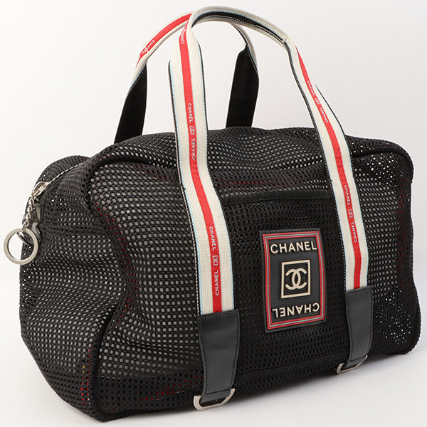 Chanel Around 2007 Made Sport Line Mesh Cc Mark Boston Bag Black