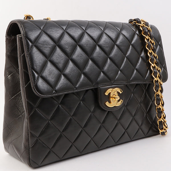 Chanel Around 1997 Made Classic Flap Chain Bag Jumbo Black