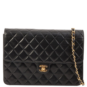Chanel Around 2001 Made Straight Flap Turn-Lock Chain Bag Black