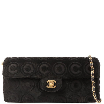 Chanel Around 2000 Made Unborn Calf Turn-Lock Logo Chain Bag Black