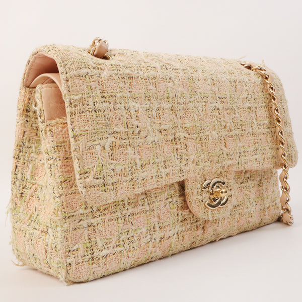 Chanel Around 2006 Made Tweed Classic Flap Chain Bag 25Cm Salmon Pink/Multi