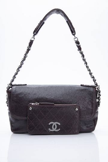 Chanel Glazed Caviar Pocket In The City Shoulder Bag Brown