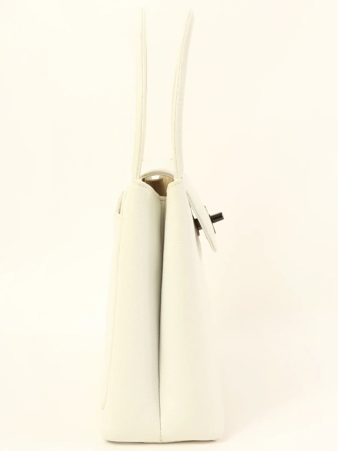 CHANEL Around 1998 Made Caviar Skin Turn-Lock Top Handle Bag White