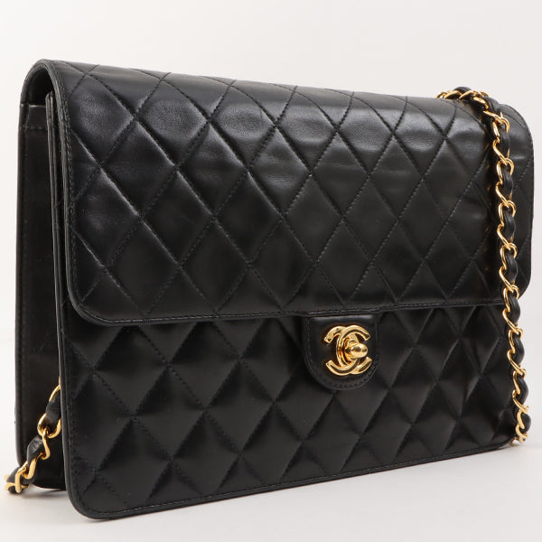 Chanel Around 2002 Made Turn-Lock Chain Bag Black